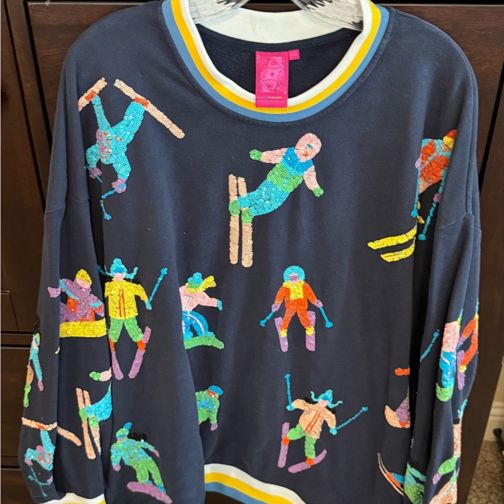 QUEEN OF SPARKLES Navy Ski/ Snowboard Sweatshirt